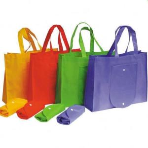China foldable OEM handled 50x2.5cm 80gsm Green Non Woven Bag wholesale