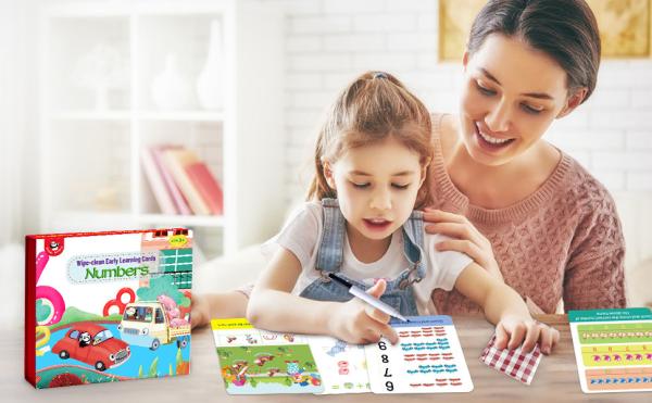Numbers Wipe Clean Cards Double Sided Cards, CE Activity Flashcards For 3 Year