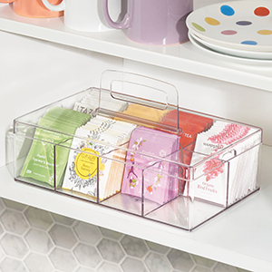 handle carry tea bags green black lemon earl grey organize pantry shelf morning