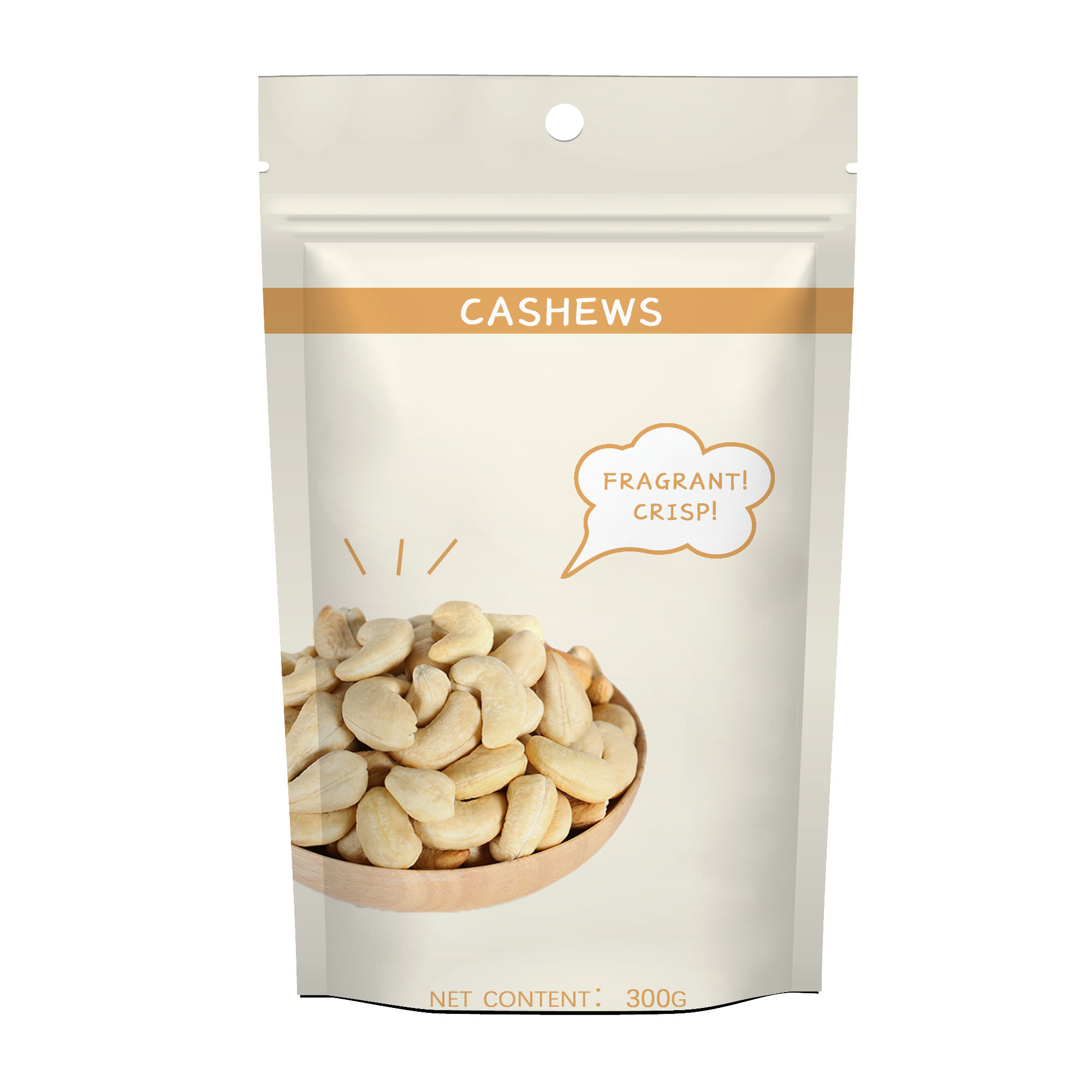 ODM Stand Up Zipper Pouch Cashew Walnut Amygdala Foil Packaging 200g 300g