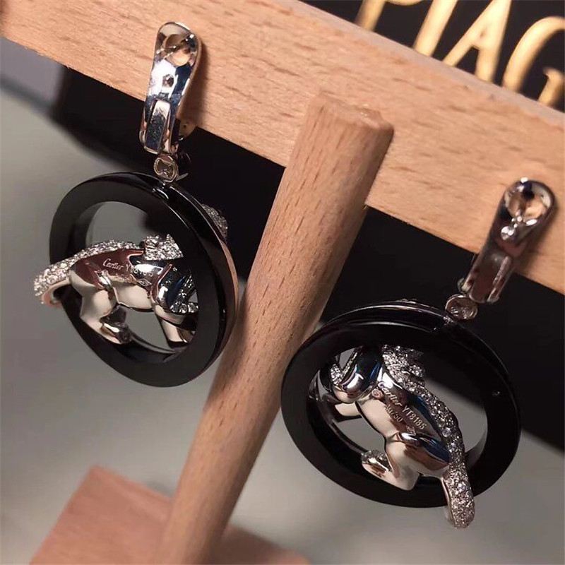 C Earrings full of diamonds leopar white gold yellow gold rose gold diamond earring Jewelry factory in Shenzhen, China