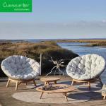 Powder Coated Aluminum Frame Outdoor Lounge Set with Teak Weaving Rope Modern
