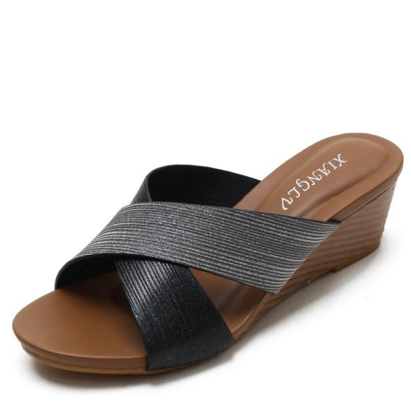 BS125 Slope Heel Roman Sandals Female New Style Bohemian National Wind Open Toe