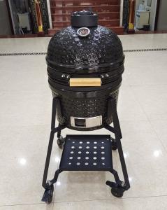 China Ceramic 15 Inch BBQ Kamado Grill With Stands Black wholesale