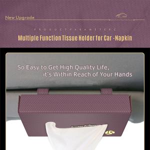 China Sun visor tissue holder PU leather tissue holder for napkin storage bag with tissue paper rain coat trash bag wholesale