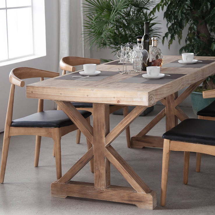 Solid Wood Customized Vintage Neoclassical Wooden Dining Table for Dining and Living Room Craftsmanship