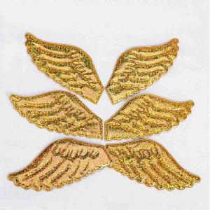 China Gold Ultrasonic Embossing Fabric Wings Crafts For Gift Decoration wholesale