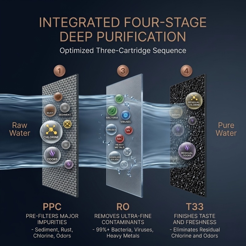 400G Tankless Under Sink RO System with Integrated Filter Cartridge and Compact Space Saving Design