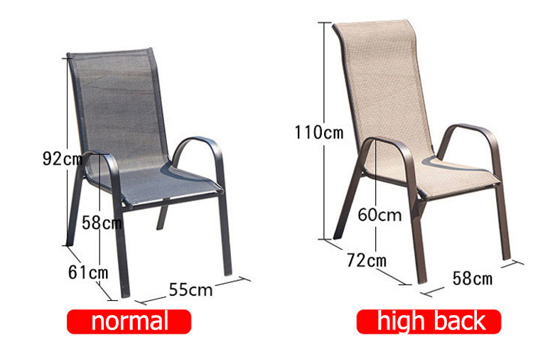 Leisure Outdoor Furniture Metal Teslin Mesh Armchair for Garden Balcony Patio Coffee