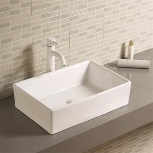 China Smooth Counter Top Bathroom Sink Exquisite And Strong Ceramics Rectangular Wash Basin Design wholesale