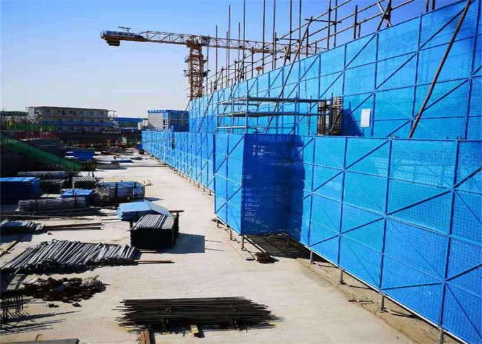 Blue Perimeter Safety Screens Climbing Scaffold System Punching Steel