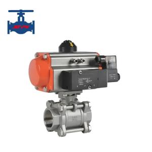 China Stainless Steel 304 316 CF8 CF8M Pneumatic Actuator Driven Quick Close Valve 3PC Screw Type Ball Valve wholesale