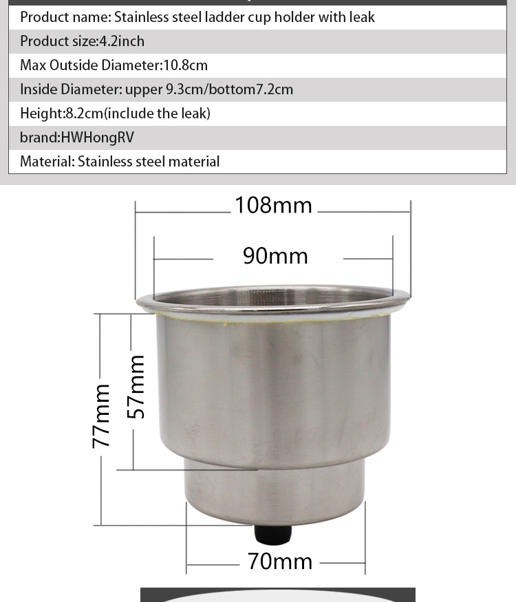Marine Hardware Boat Accessories Stainless Steel Drink Cup Holder is also compatible for the campervan RV van