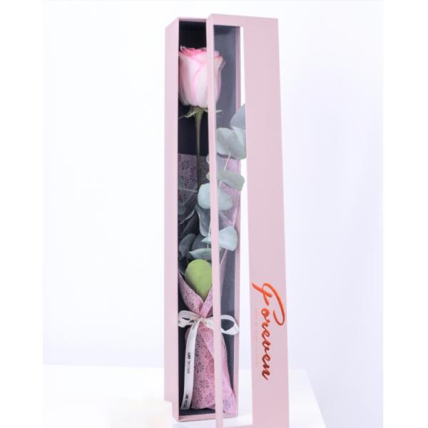 Long Square Single Rose Gift Box Semi Transparent Shipping Boxes For Flower Arrangements