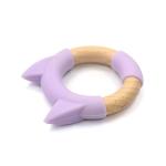 Purple Silicone Beech Wood BPS BPA Free Funny Teething Toys