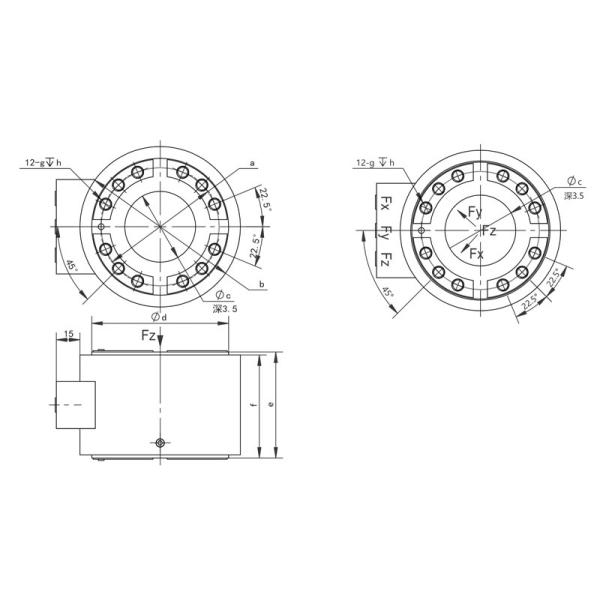NS-NJ6 Series Multi Component Force Moment Sensor 50kN Inline Rotary Torque Transducer
