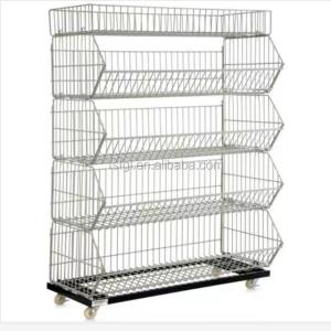 China Versatile 5-Tier Metal Wire Basket Stand for Supermarket Snack Display in Metallic wholesale