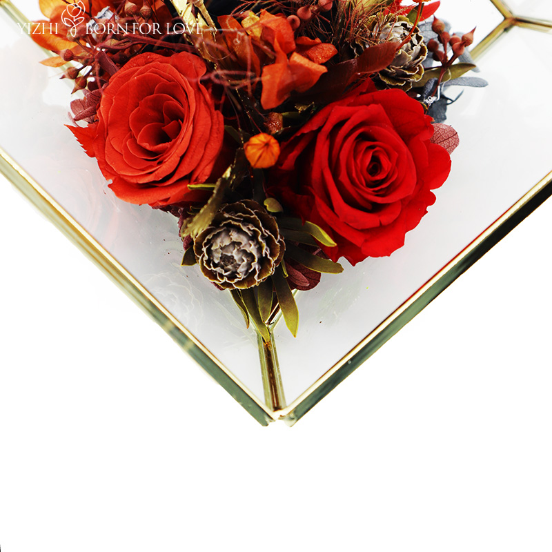 446g 16.5*15*14CM Glass Dome Rose For Valentine'S Day