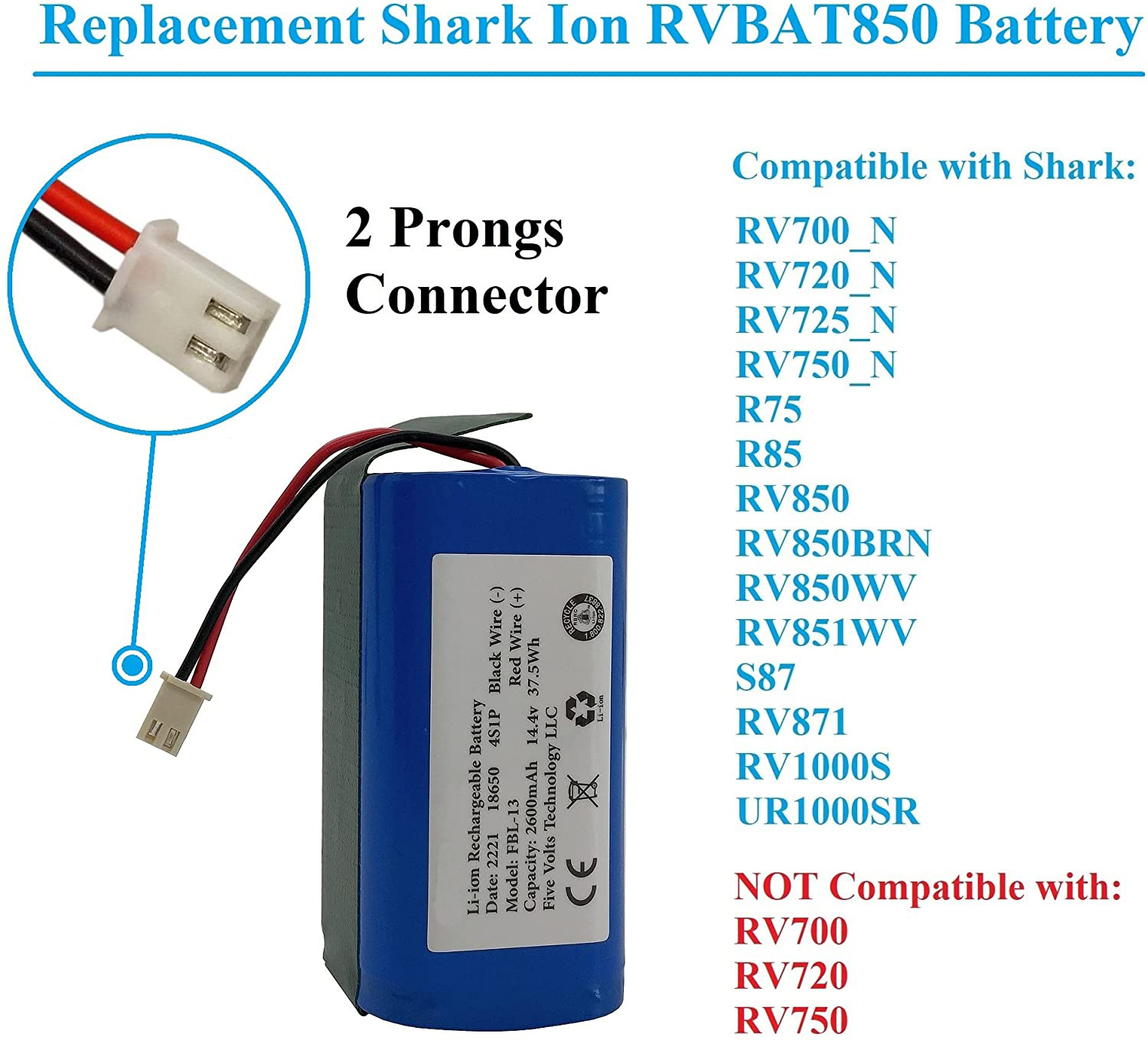 2022 Premium High-end 2600mah Sweeper 14.4V/14.8V Lithium Ion Battery Pack