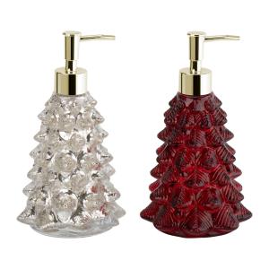 China Christmas Tree Shape Bath Soap Dispenser Glass Hand Soap Dispenser For Bathroom Gold Color wholesale