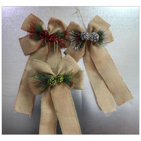 Ribbon Bow Present Wrapping Accessories Merry Christmas Tree Decoration Classical Linen