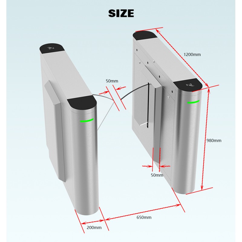 HCW CW592 Intelligent Pedestrian Wing Gate Turnstile for Access Control