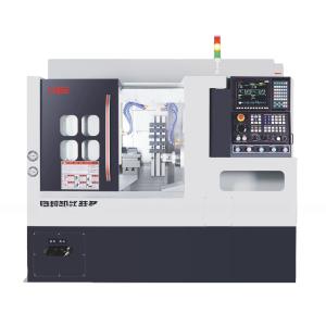 China Double Heads Slant Bed Live Spindle Lathe Double Turret Cnc Lathe 5.5kw Spindle Motor Power wholesale
