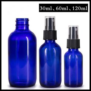China Blue Color Glass Spray Bottle 30ml 60ml 120ml For Cosmetic Lotion / Perfume on sale