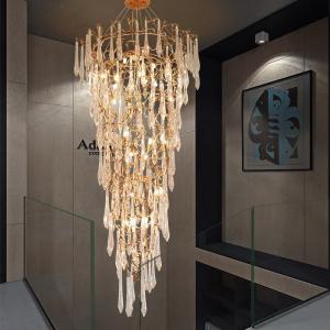 China Crystal Living Room Lobby Chandeliers Modern Luxury Foyer Round Hanging Light wholesale