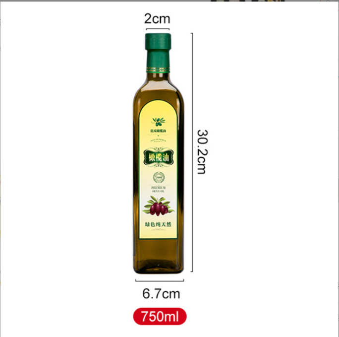 Glass Collar 100ML 250ML 500ML Clear White Black Olive Oil Bottle with Measurement
