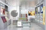 Fashion Polishing Surface Cosmetic Display Shelves With Logo And Acrylic Display