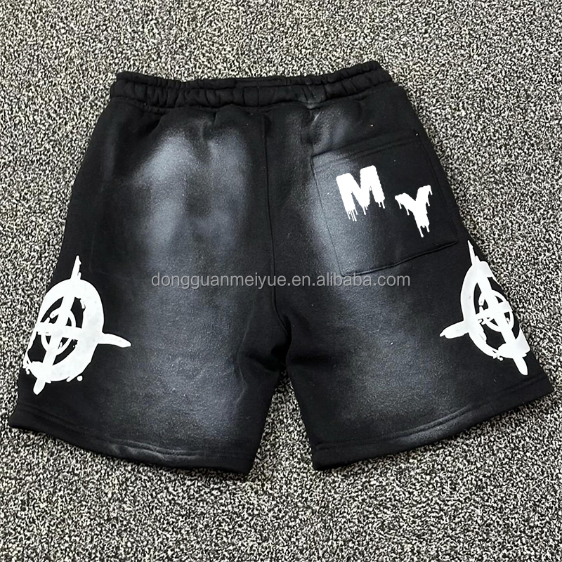 Custom Shorts Jogging Acid Wash Vintage Streetwear Screen Printing French Terry Shorts Sport Basketball Shorts for Men Cotton