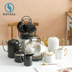 China Irregular Gold Rim Porcelain Cups And Saucers Savall Breakfast Cup Saucer wholesale