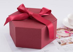 China Hexagon Custom Printed Gift Boxes Size 24.5 * 21.3 * 10.5cm With Ribbon wholesale