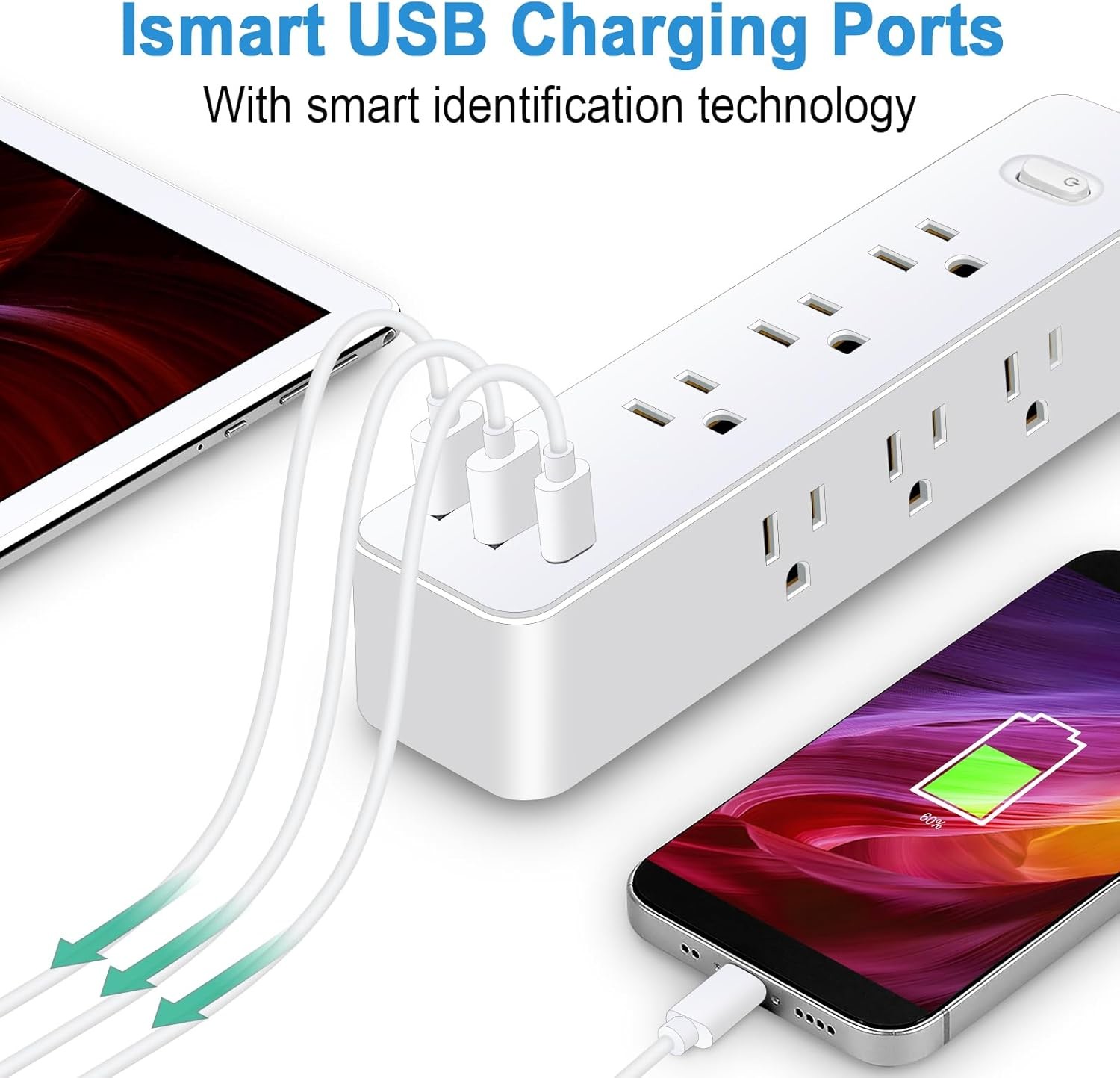 USB Outlet Desktop Power Strip Universal Socket With Built In Surge Protection