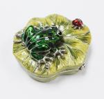 Handmade Pewter Frog jewelry box metal gift box Frog trinket box