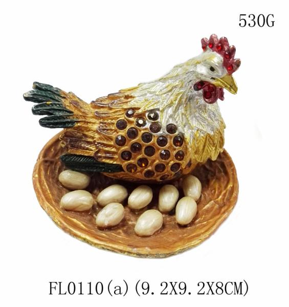 Wholesale pewter zinc alloy hen shape metal trinket box big size pewter hen