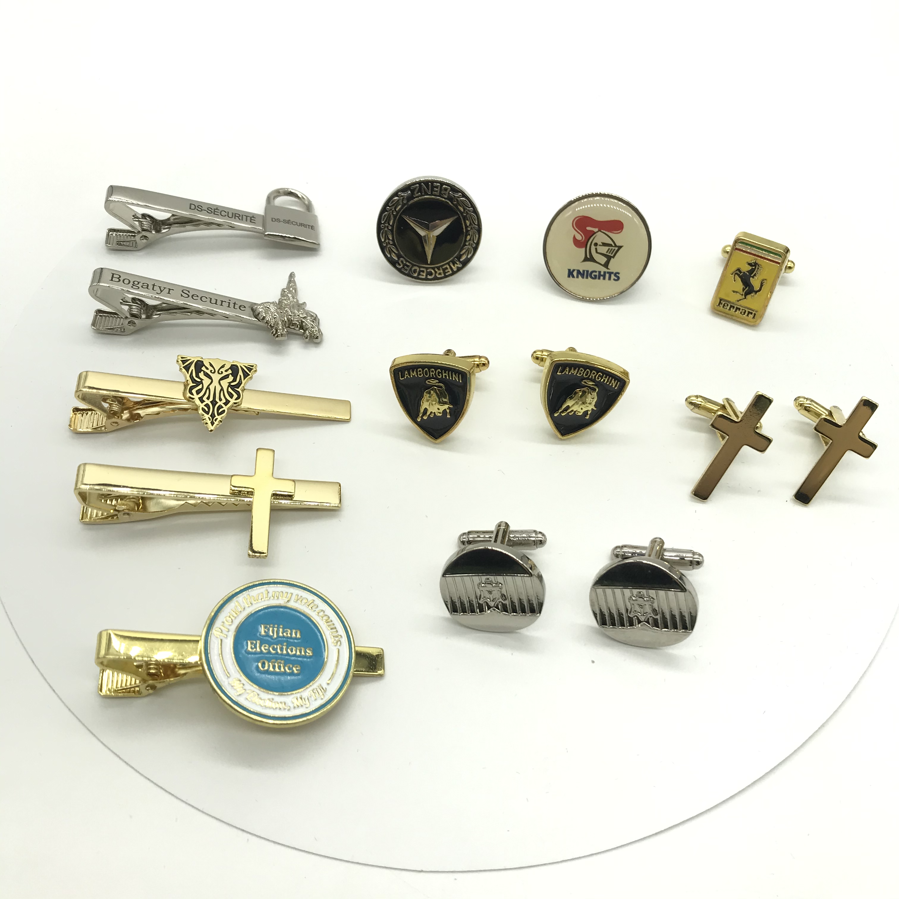 Blank Metal Cufflink Gold Silver Plated Laser Logo Soft Enamel Square Shape
