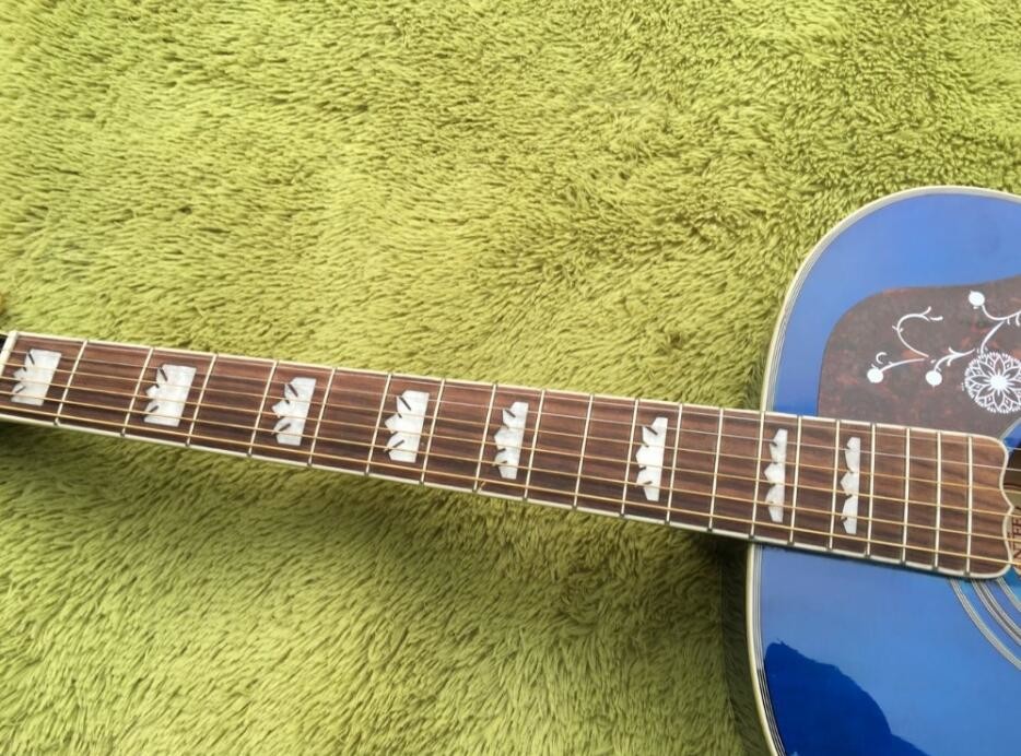 2018 Chibson G200 acoustic guitar transparent blue GB G200 electric acoustic presys blend Mic guitar Jumbo GB200