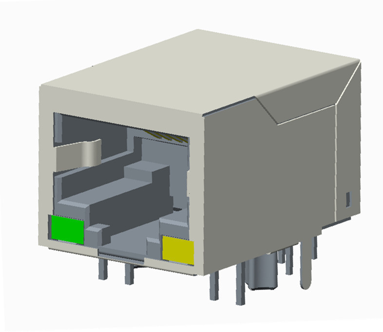 Single Port Tab Up UPOE Rj45 Poe Magjack 1000Base T 90 ° Right Angle L=21.3