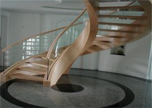 China Painted Finish Antique Building Curved Stairs With White Walnut Wood Tread wholesale