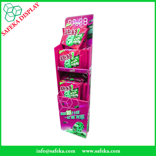 Paper material cardboard display shelf corrugated Biscuits hanging display for supermarket