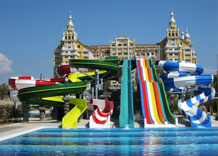 Fiberglass Open Spiral Water Slide Anti - UV 6-8mm Normal Thickness For Swimming Pool