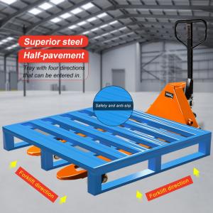 China Foldable Steel Pallet Flat Iron Pallet Tray Heavy Duty Racking Steel Pallet Metal Storage Pallets wholesale