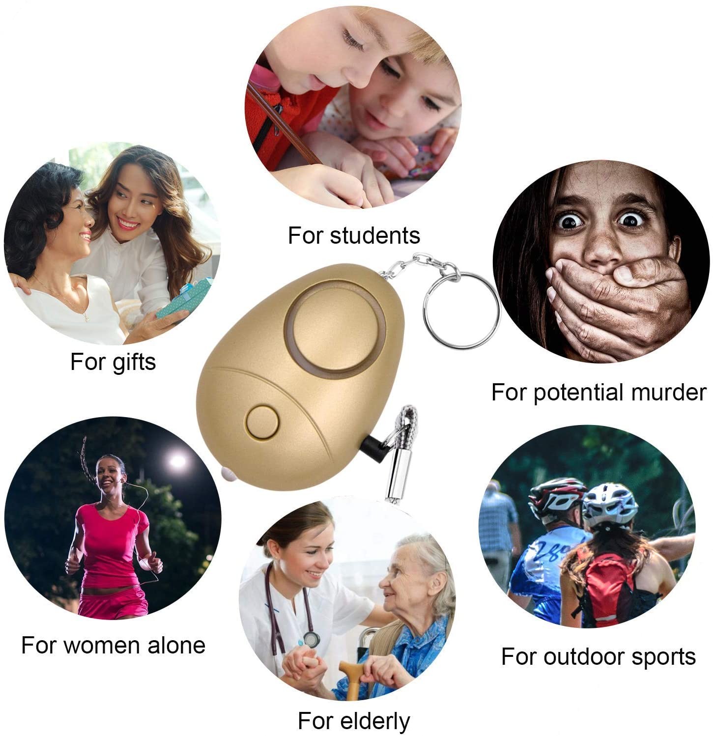 SOS Keychain 140DB 110mA Super Cute Personal Safety Alarm For Elderly Women Men Children