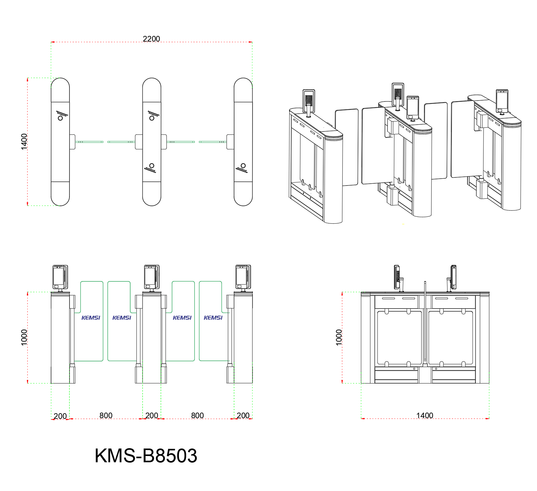 Fingerprint Recognition Smart Access Control Swing Barrier Gate