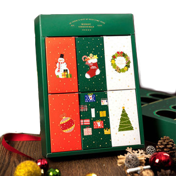 Christmas Custom Empty Candy Advent Calendar Packaging Cuboid Surprise Gift Paper Box