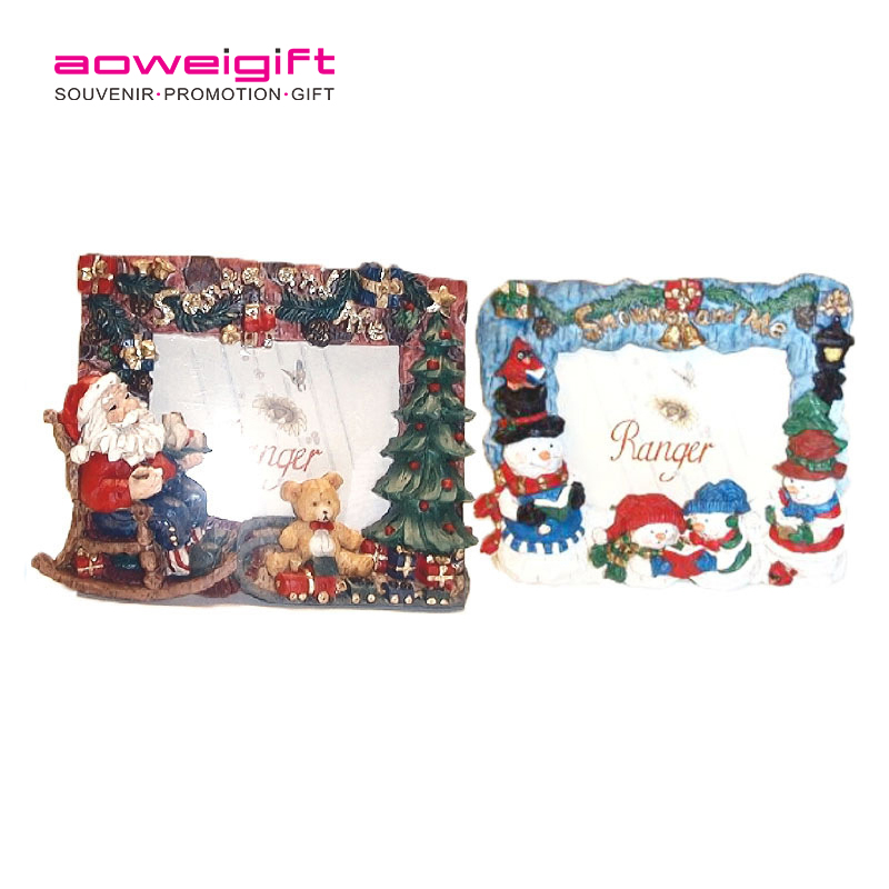 Cartoon Deer Poly Resin Picture Frame Custom Size 3D Christmas Santa Claus