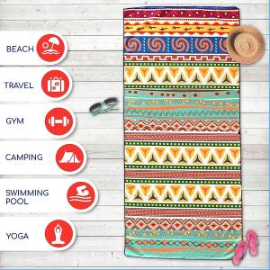 China Large Sand Free Quick Dry Lightweight Water Absorbent Towel Beach With Zip Pocket Converted Into A Bag wholesale