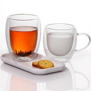 China 250ml Espresso Glassware Etched Stemless Wine Glasses Double Wall wholesale